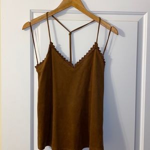 Zara Faux Suede Top in Chocolate brown